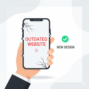 5 Signs Your Business Needs a New Website in 2026 A phone showing the signs your business needs a new website